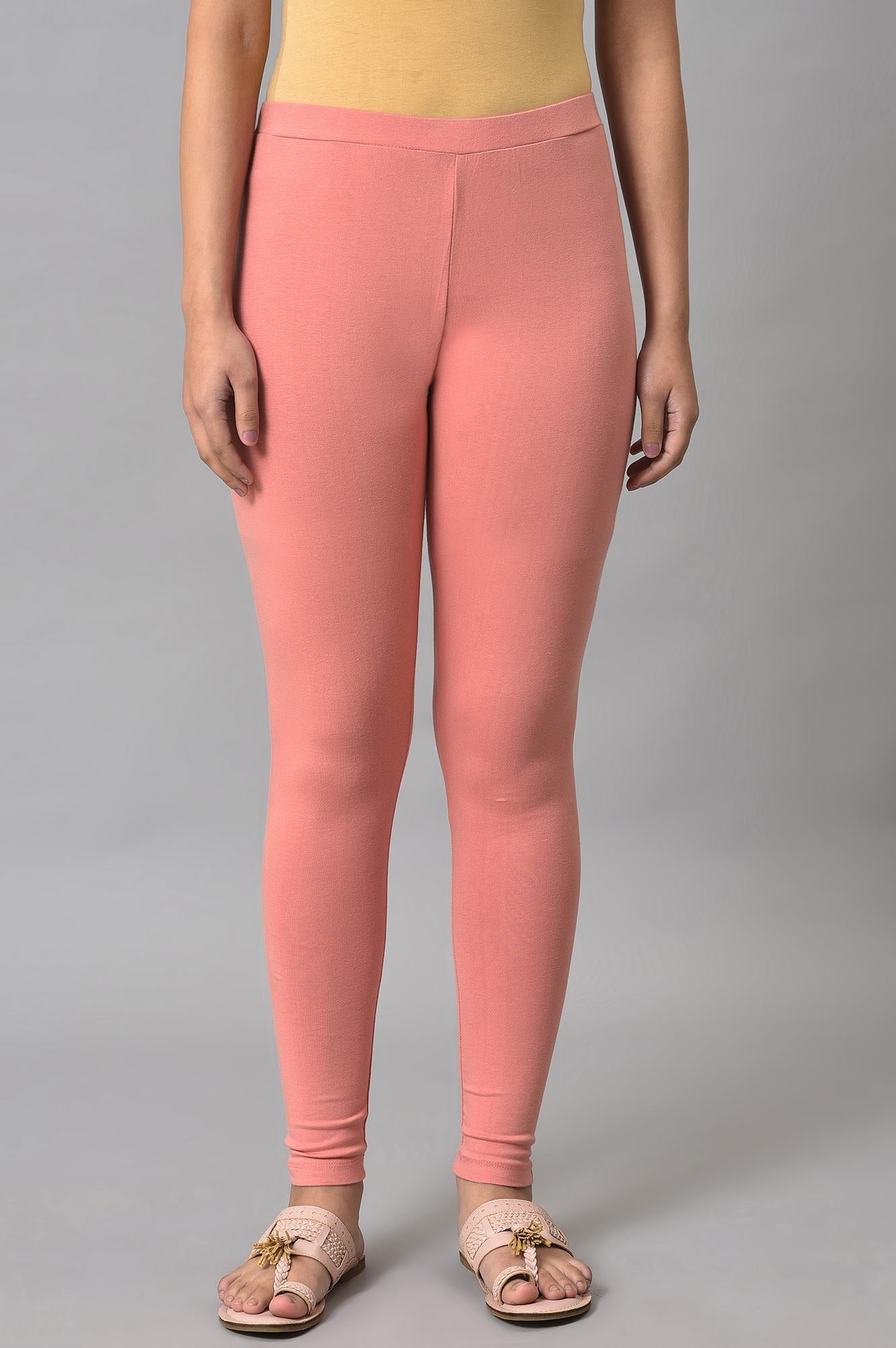W for Woman Light Orange Cotton Jersey Tights