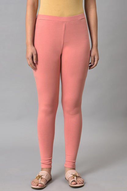 W for Woman Light Orange Cotton Jersey Tights