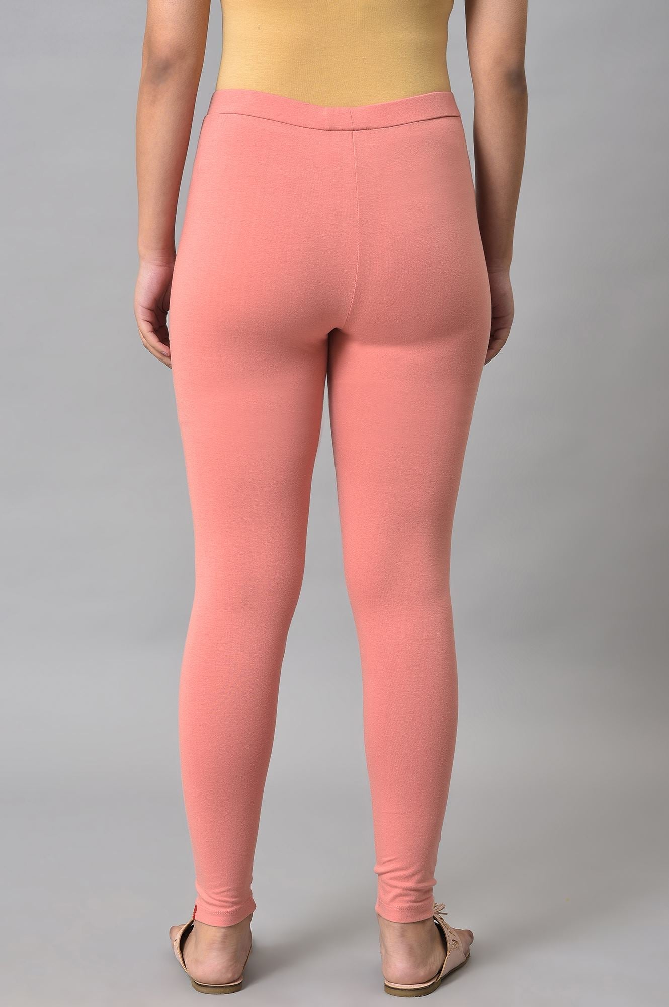 W for Woman Light Orange Cotton Jersey Tights