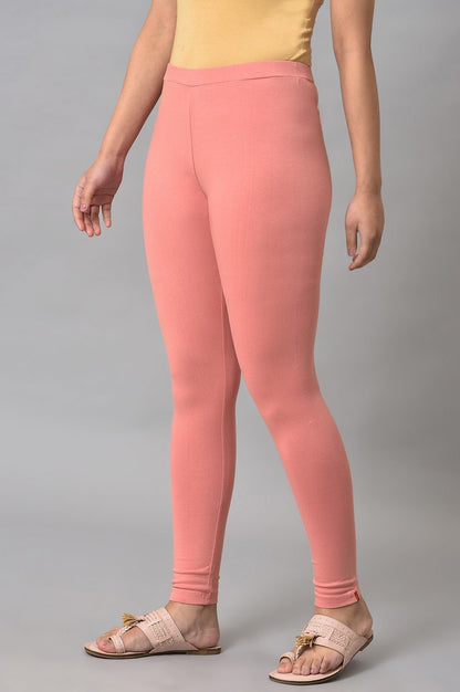 W for Woman Light Orange Cotton Jersey Tights