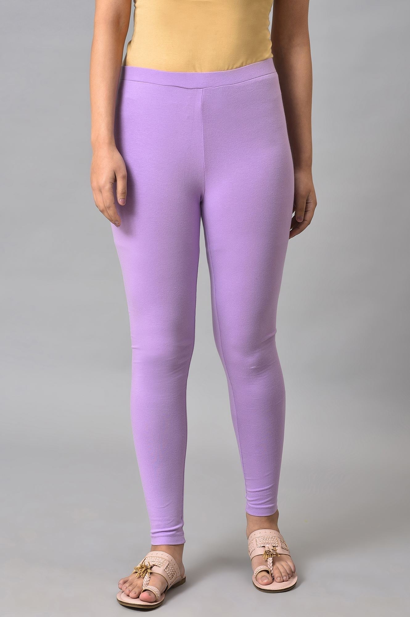 W for Woman Light Purple Cotton Jersey Tights