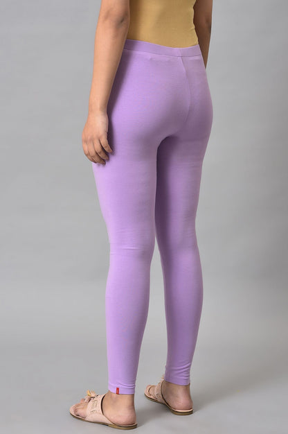W for Woman Light Purple Cotton Jersey Tights