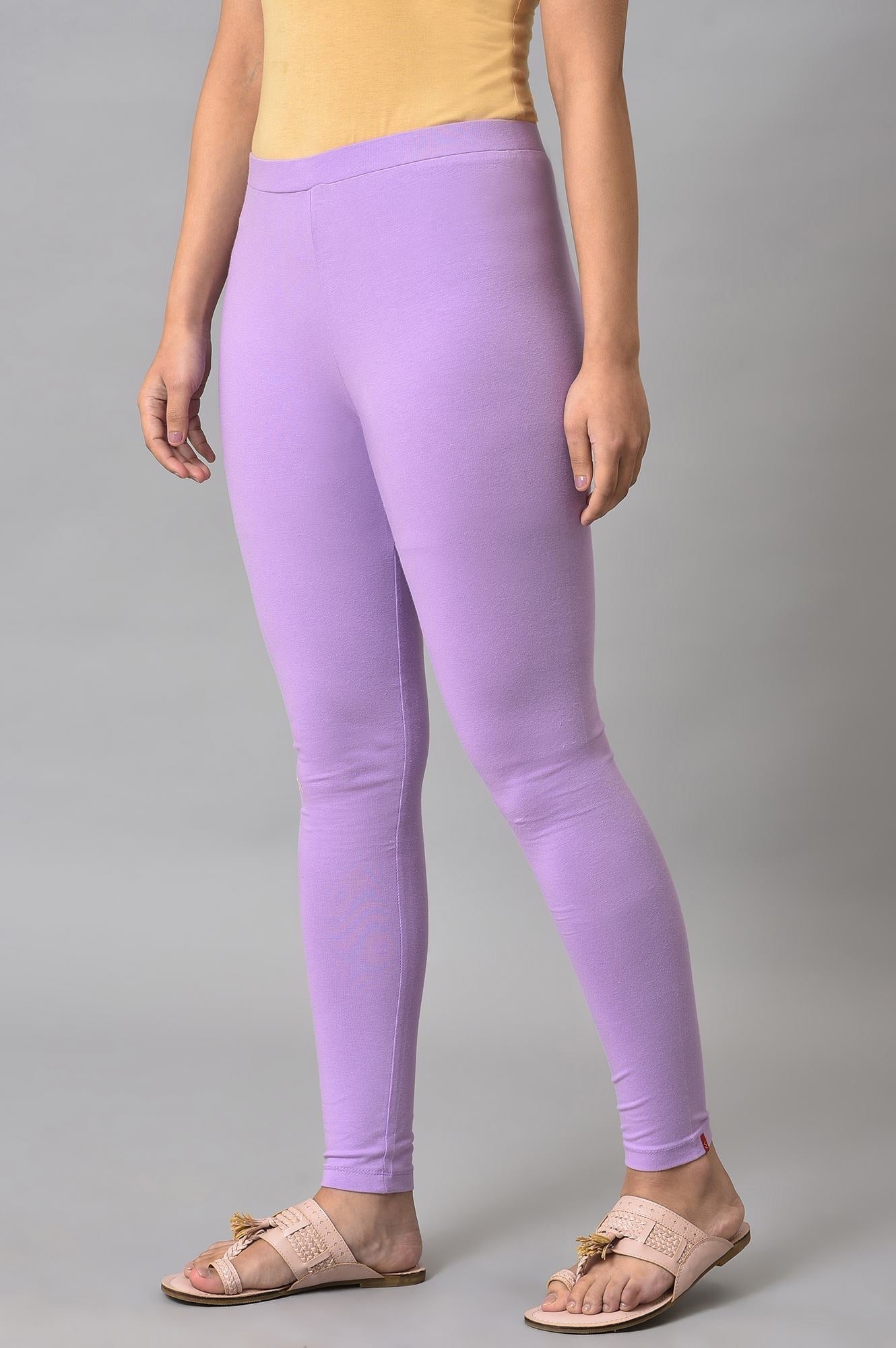 W for Woman Light Purple Cotton Jersey Tights