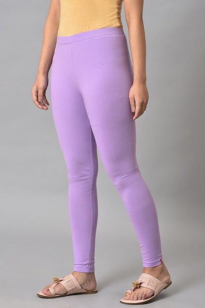 W for Woman Light Purple Cotton Jersey Tights