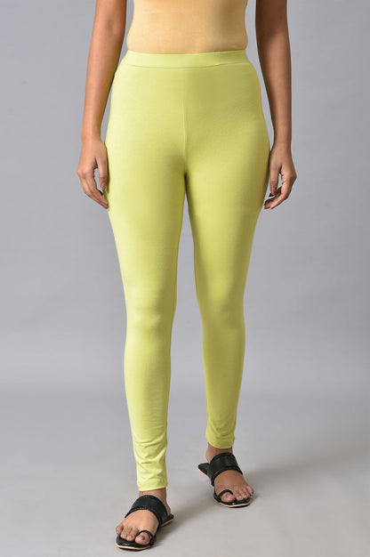 W for Woman Celery Green Cotton Jersey Tights