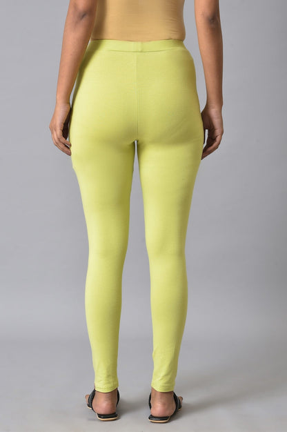 W for Woman Celery Green Cotton Jersey Tights