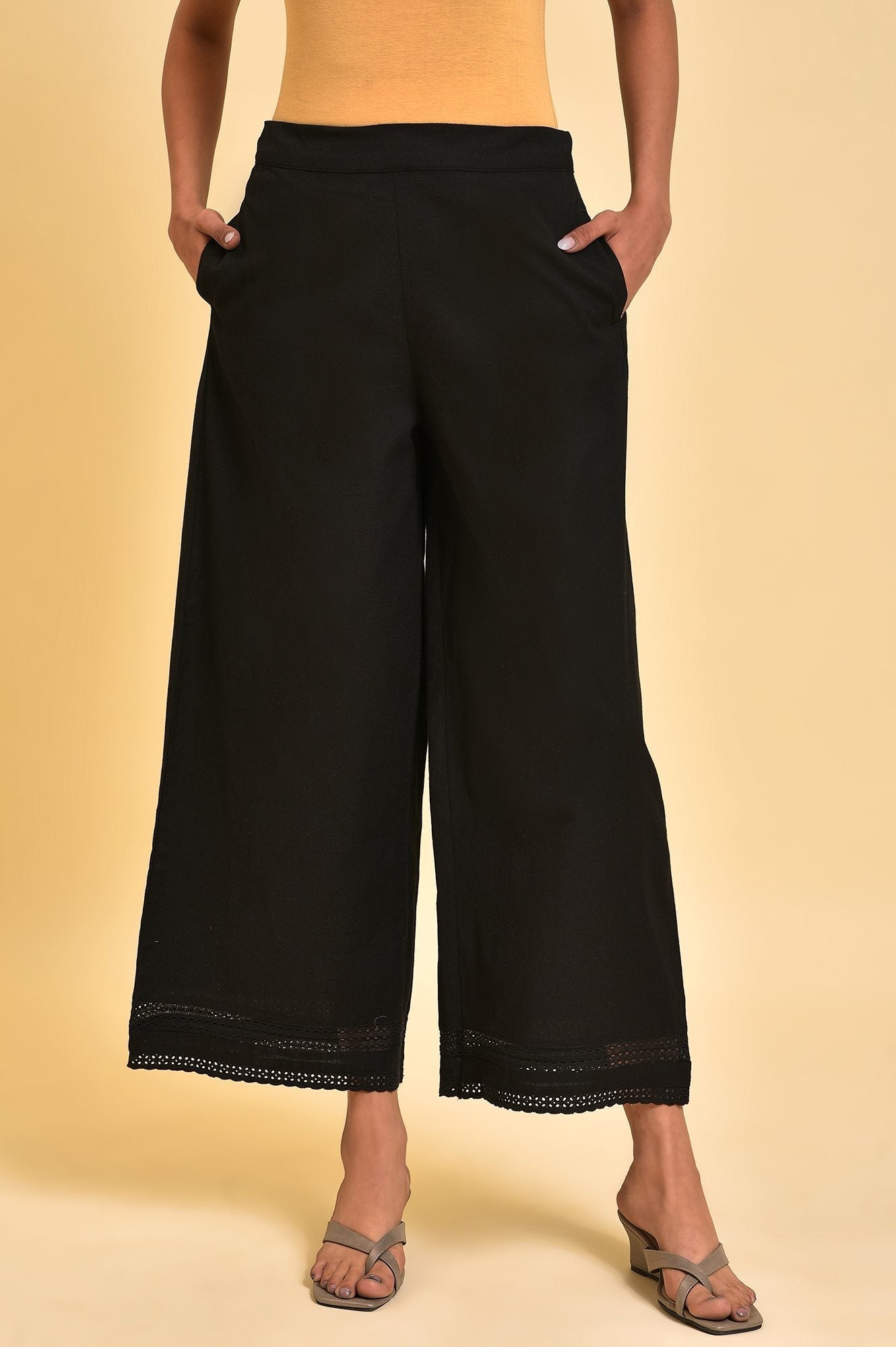 W for Woman Black Glitter Printer Pants