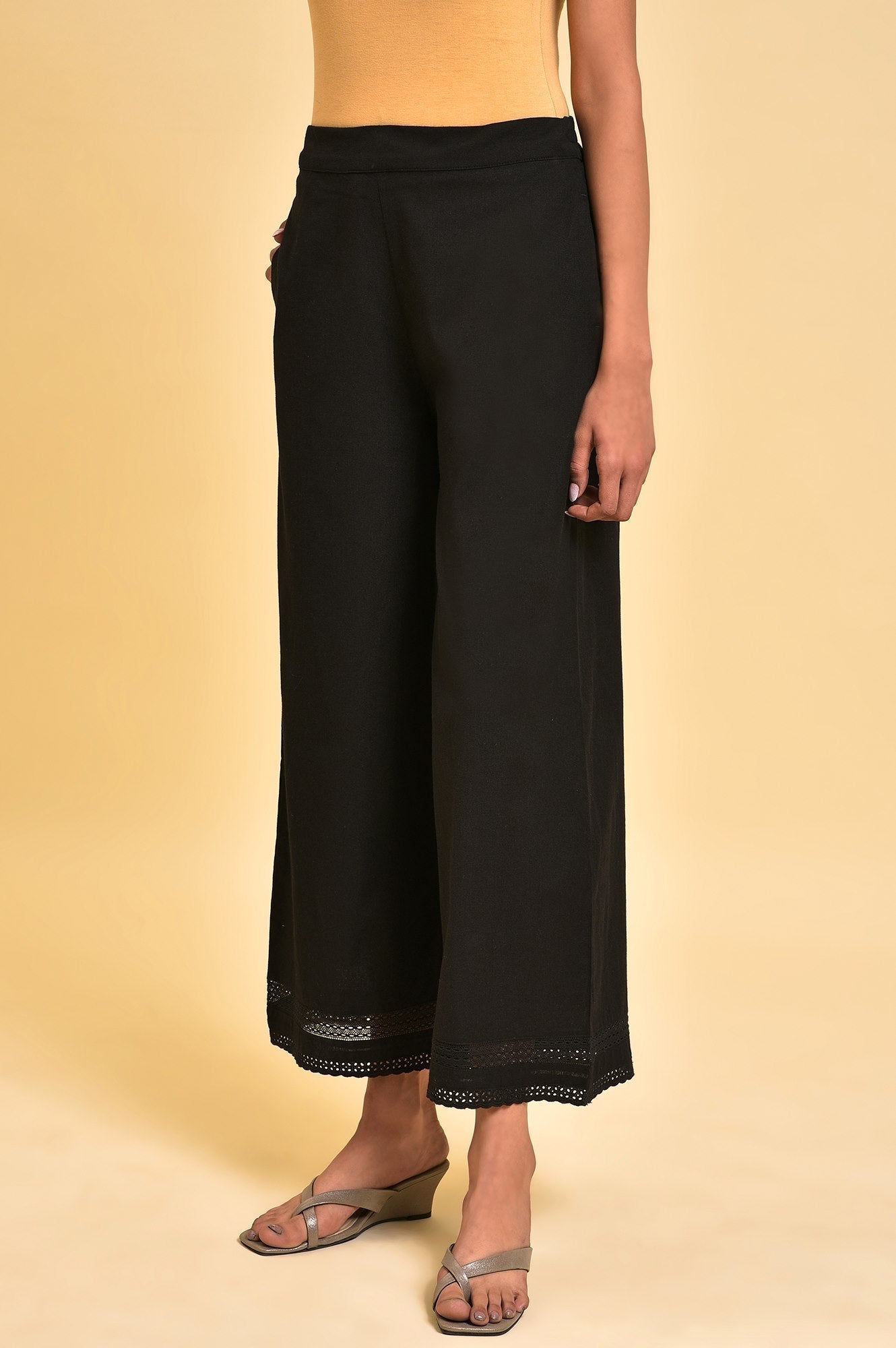 W for Woman Black Glitter Printer Pants