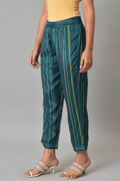 W for Woman Teal Coins A-line Kurta and Slim Pant Set