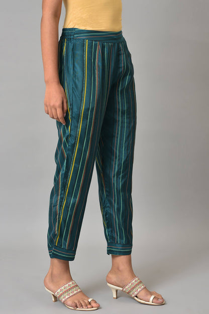W for Woman Teal Coins A-line Kurta and Slim Pant Set