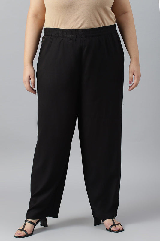 W for Woman Plus Size Black Box Pleated Straight Pants