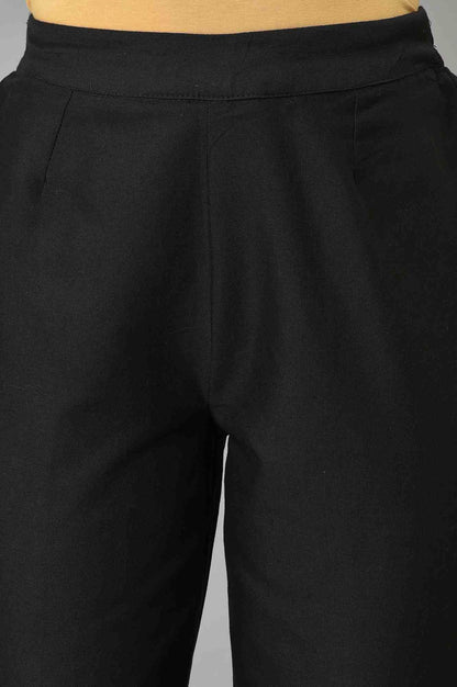 W for Woman Plus Size Black Slim Pants With Embroidery At Hemline