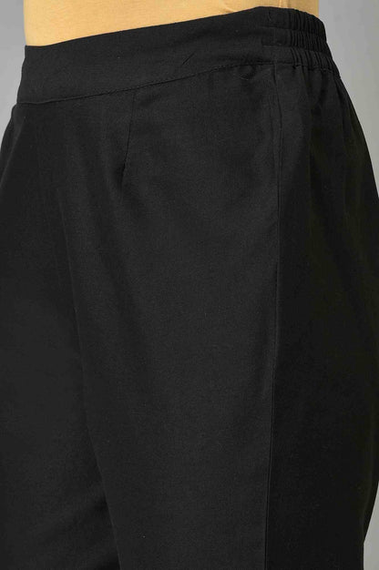 W for Woman Plus Size Black Slim Pants With Embroidery At Hemline
