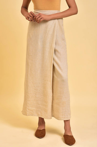 W for Woman Beige Rayon Flared Kurta and Parallel Pant Set