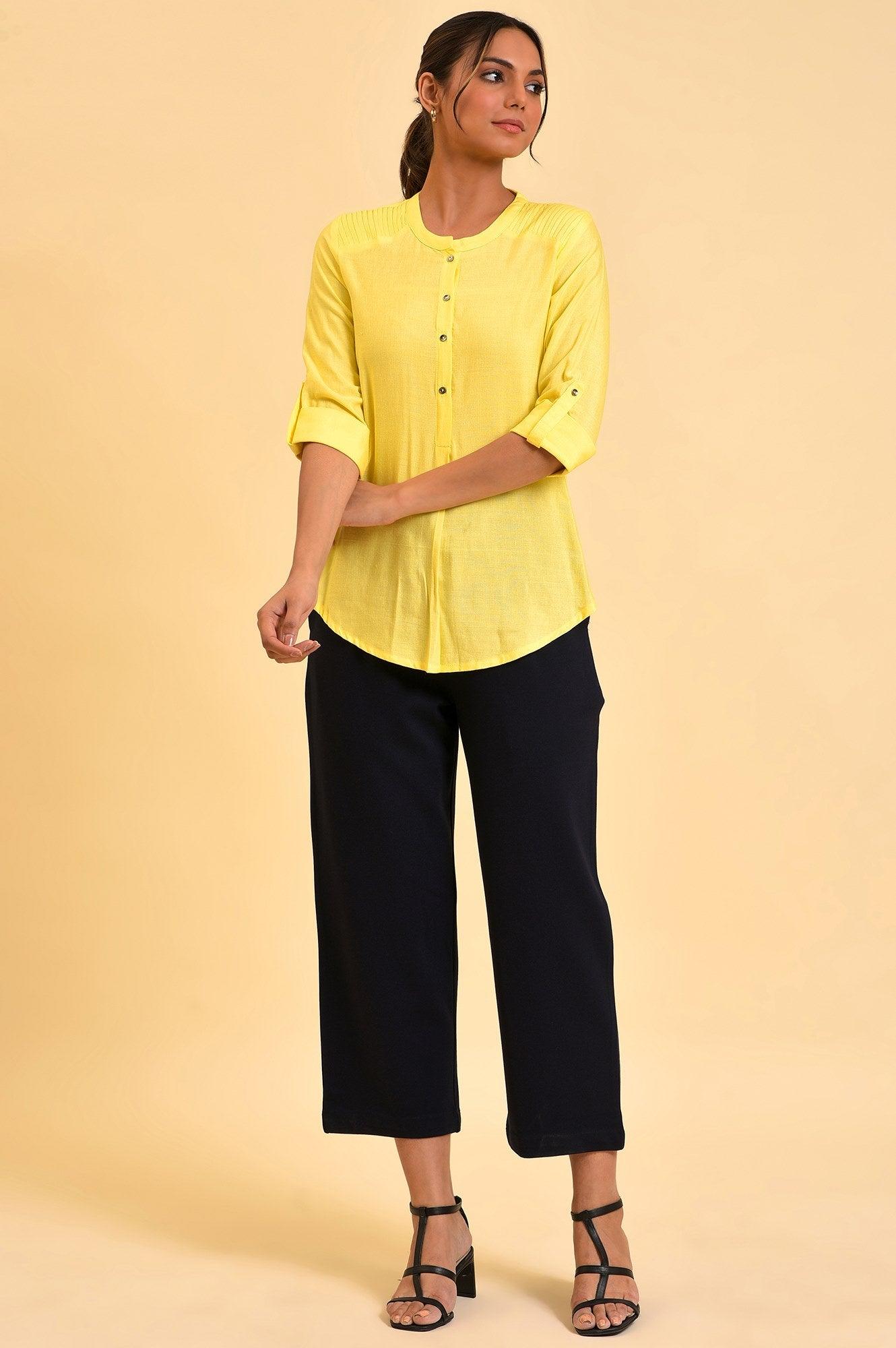 W for Woman Navy Blue Straight Fit Trouser Pants