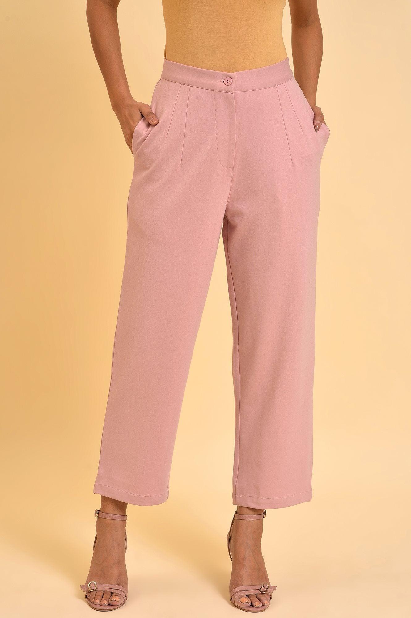 W for Woman Pink Straight Fit Trouser Pants