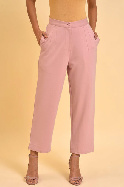 W for Woman Pink Straight Fit Trouser Pants