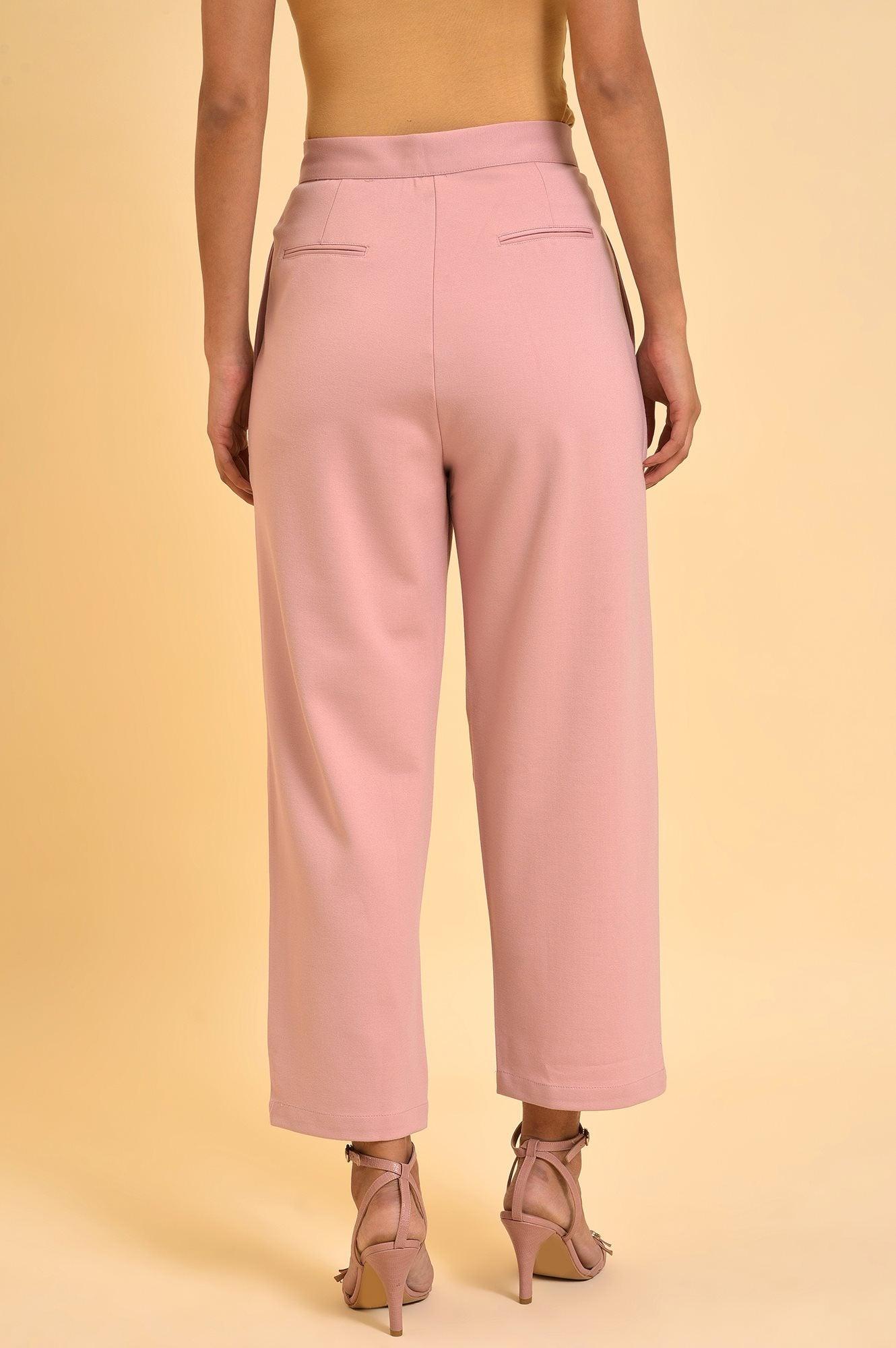 W for Woman Pink Straight Fit Trouser Pants