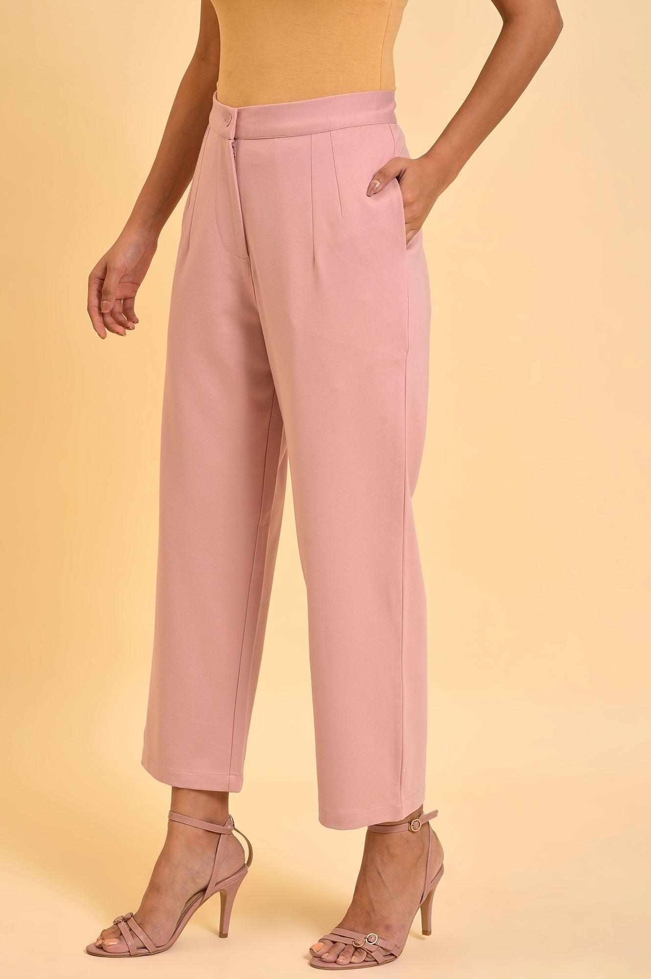 W for Woman Pink Straight Fit Trouser Pants
