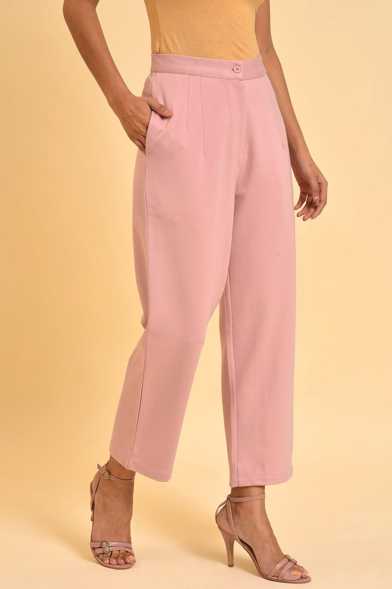 W for Woman Pink Straight Fit Trouser Pants