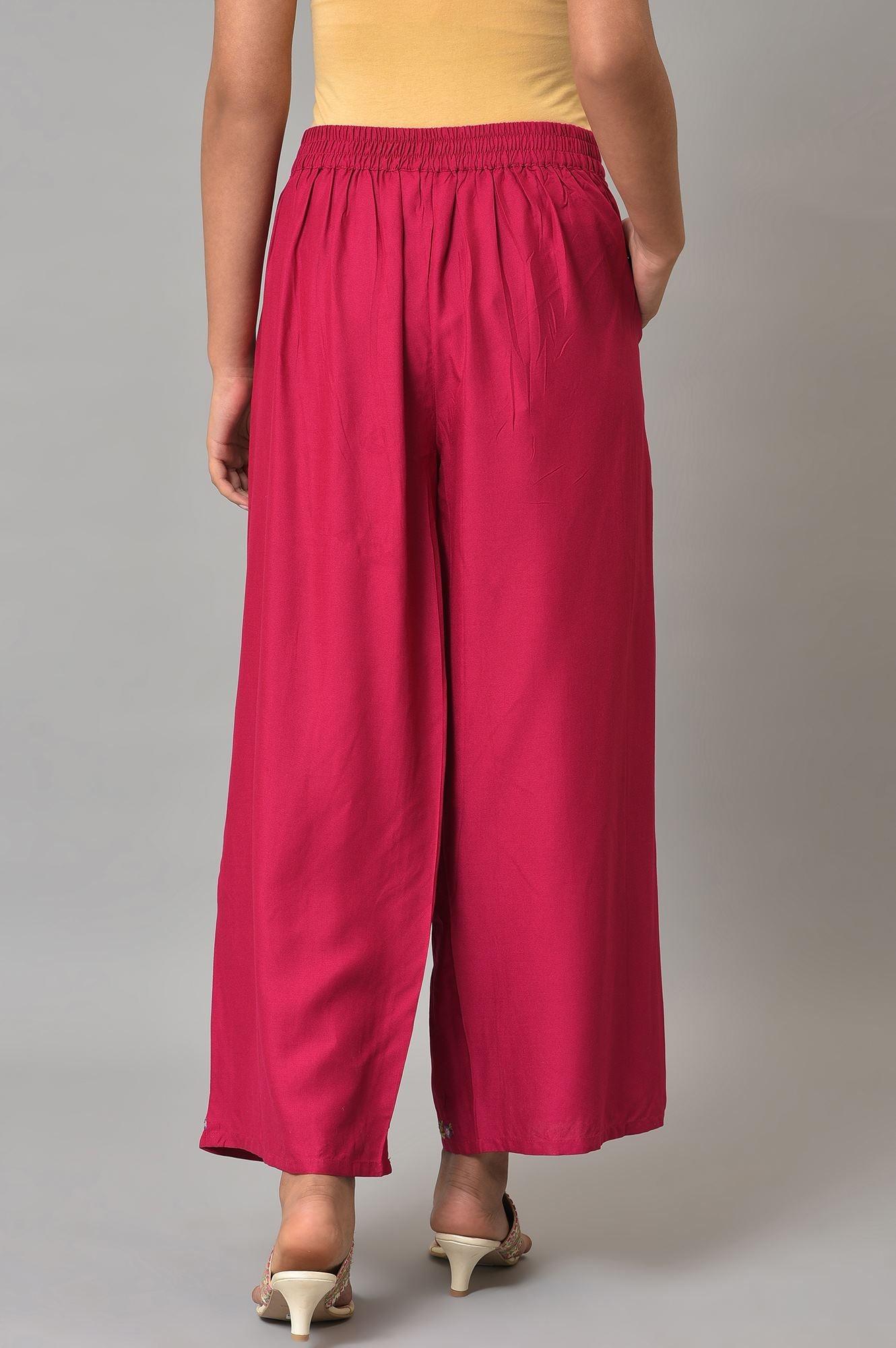 W for Woman Pink Embroidered Plus Size Parallel Pants