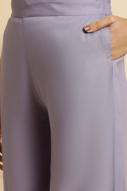W for Woman Purple Thread Embroidery Straight Kurta and Parallel Pant Set