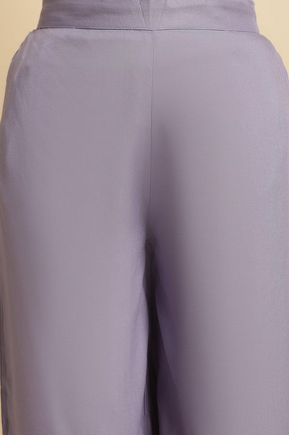 W for Woman Purple Parallel Pants With Lace At Hemline