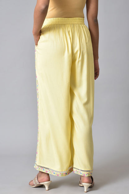 W for Woman Yellow Printed Parallel Pants