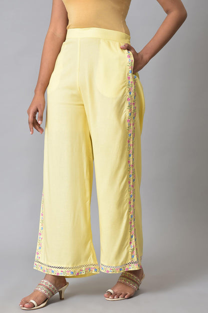 W for Woman Yellow Printed Parallel Pants