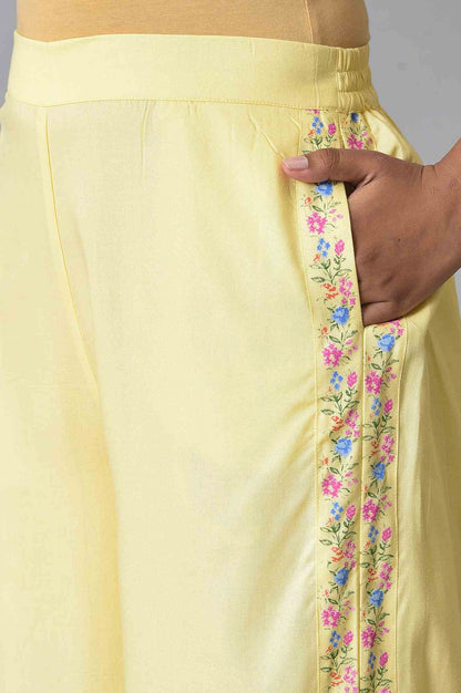 W for Woman Yellow Printed Parallel Pants