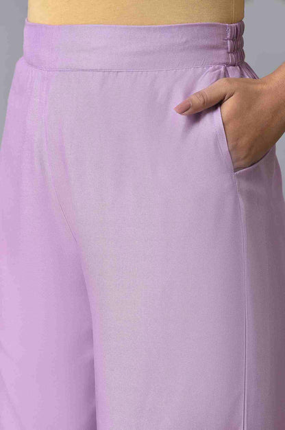 W for Woman Purple Embroidered Parallel Pants