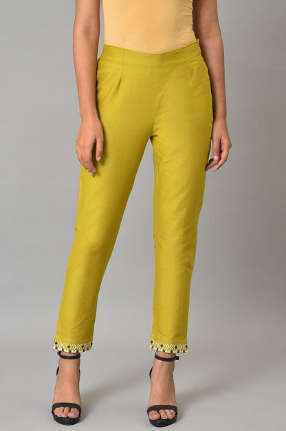 W for Woman Plus Size Green Embroidered Slim Pants