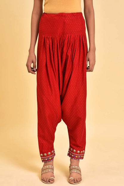 W for Woman Red Embroidered Salwar