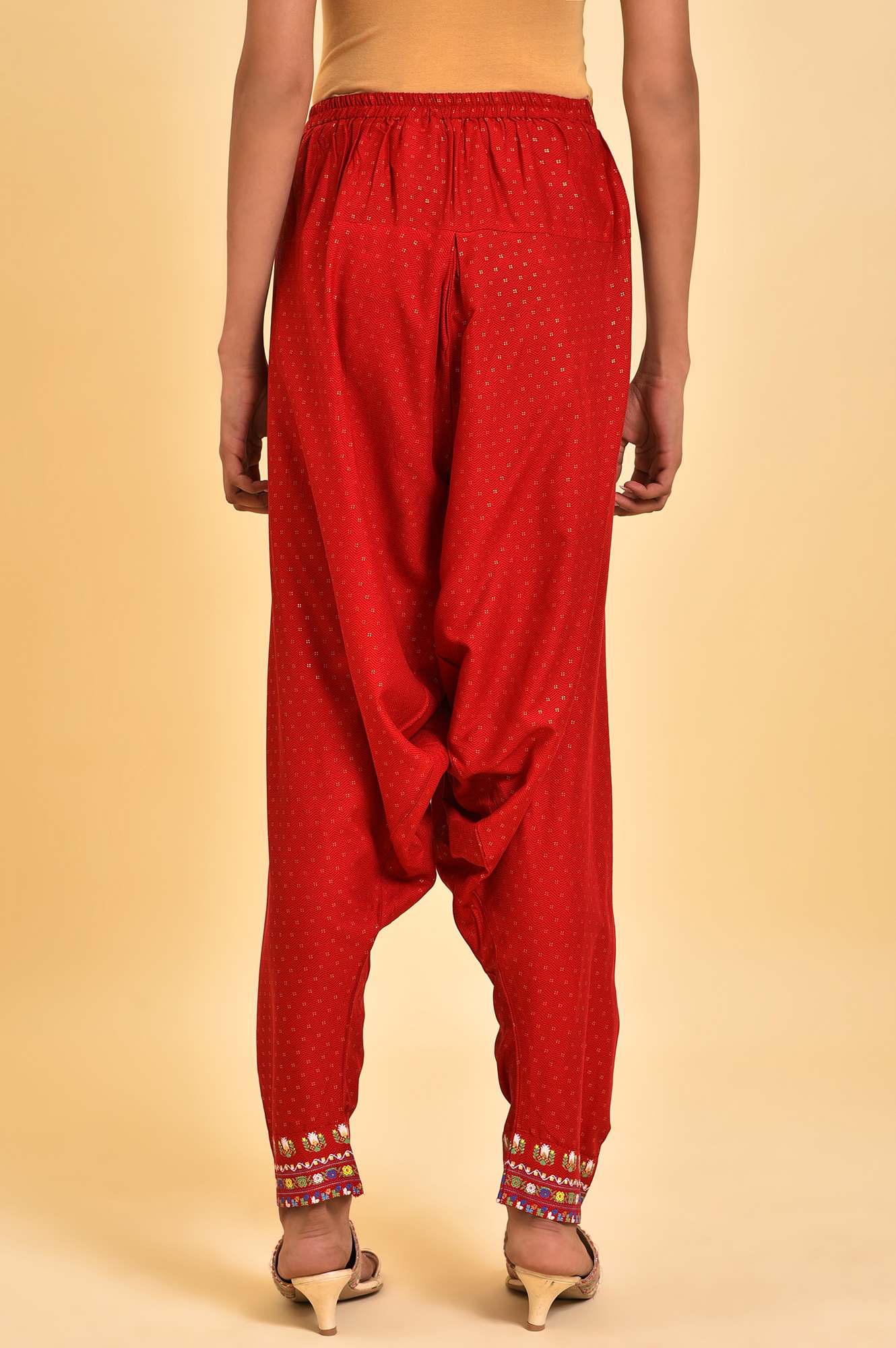 W for Woman Red Embroidered Salwar