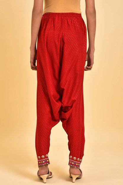 W for Woman Red Embroidered Salwar