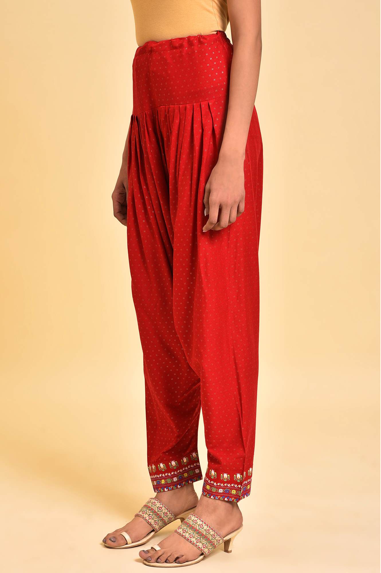 W for Woman Red Embroidered Salwar