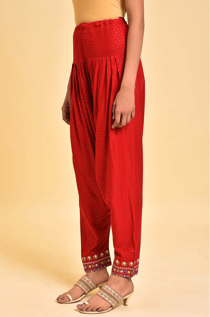 W for Woman Red Embroidered Salwar