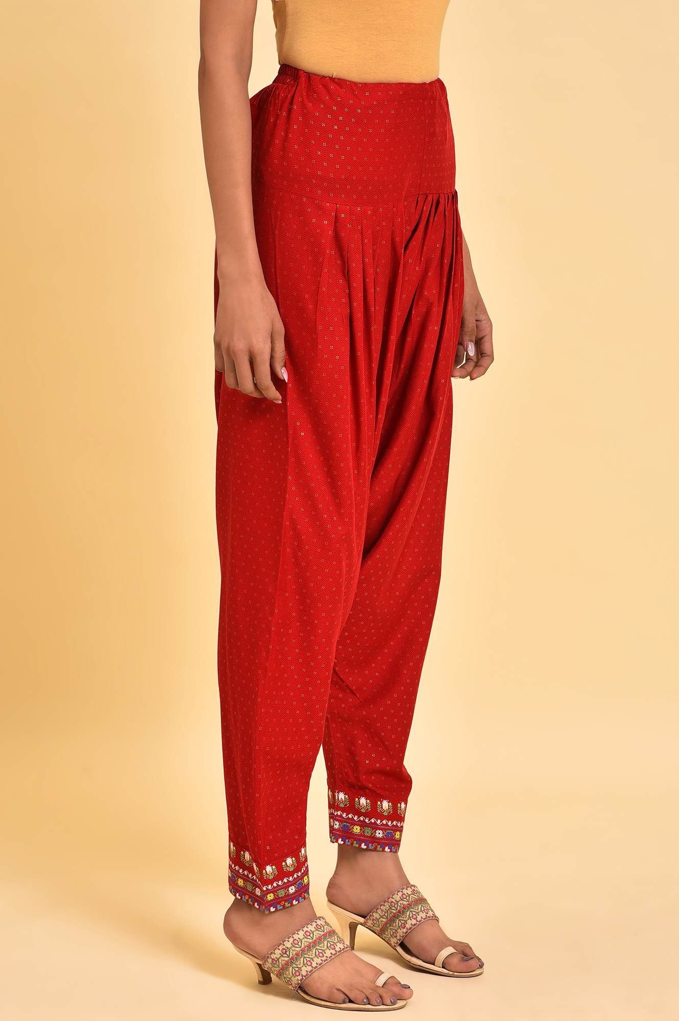 W for Woman Red Embroidered Salwar