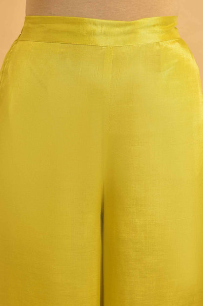 W for Woman Yellow Parallel Pants With Lace And Embroidery