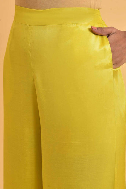 W for Woman Yellow Parallel Pants With Lace And Embroidery