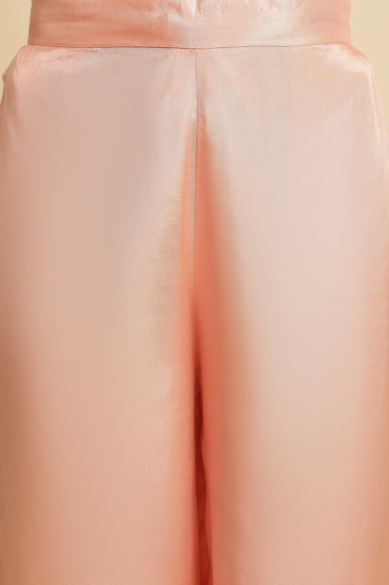 W for Woman Pink Parallel Pants With Lace And Embroidery