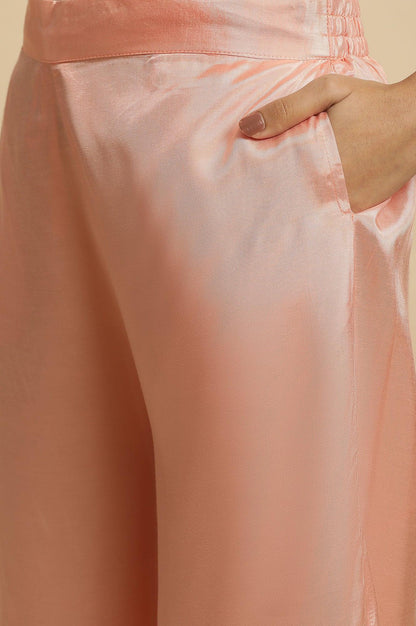 W for Woman Pink Parallel Pants With Lace And Embroidery