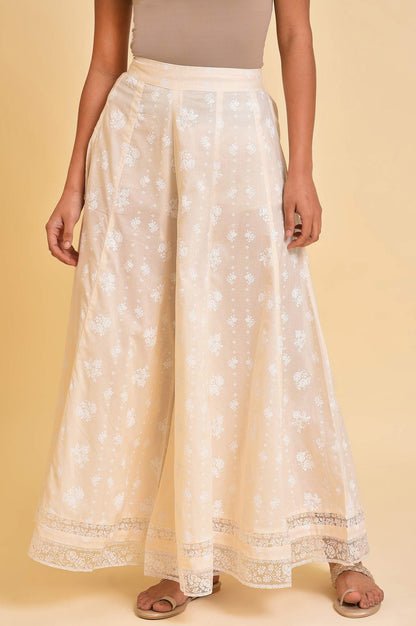 W for Woman Ecru Printed Festive Culottes