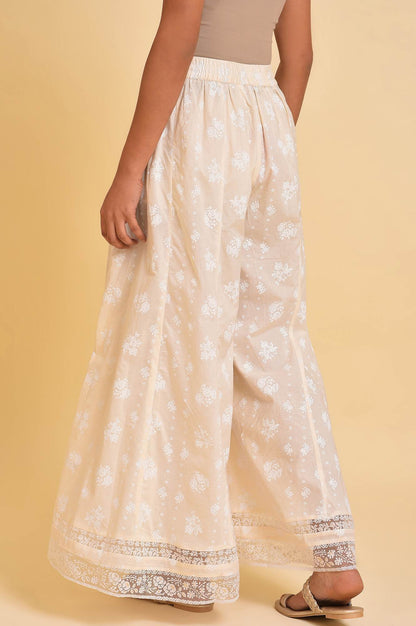 W for Woman Ecru Printed Festive Culottes