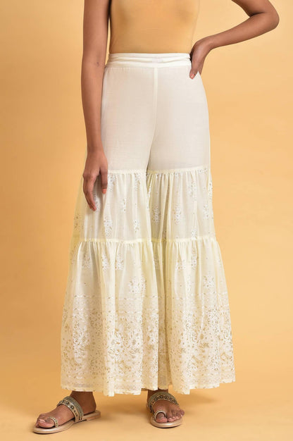 W for Woman Ecru Glitter Printed Sharara