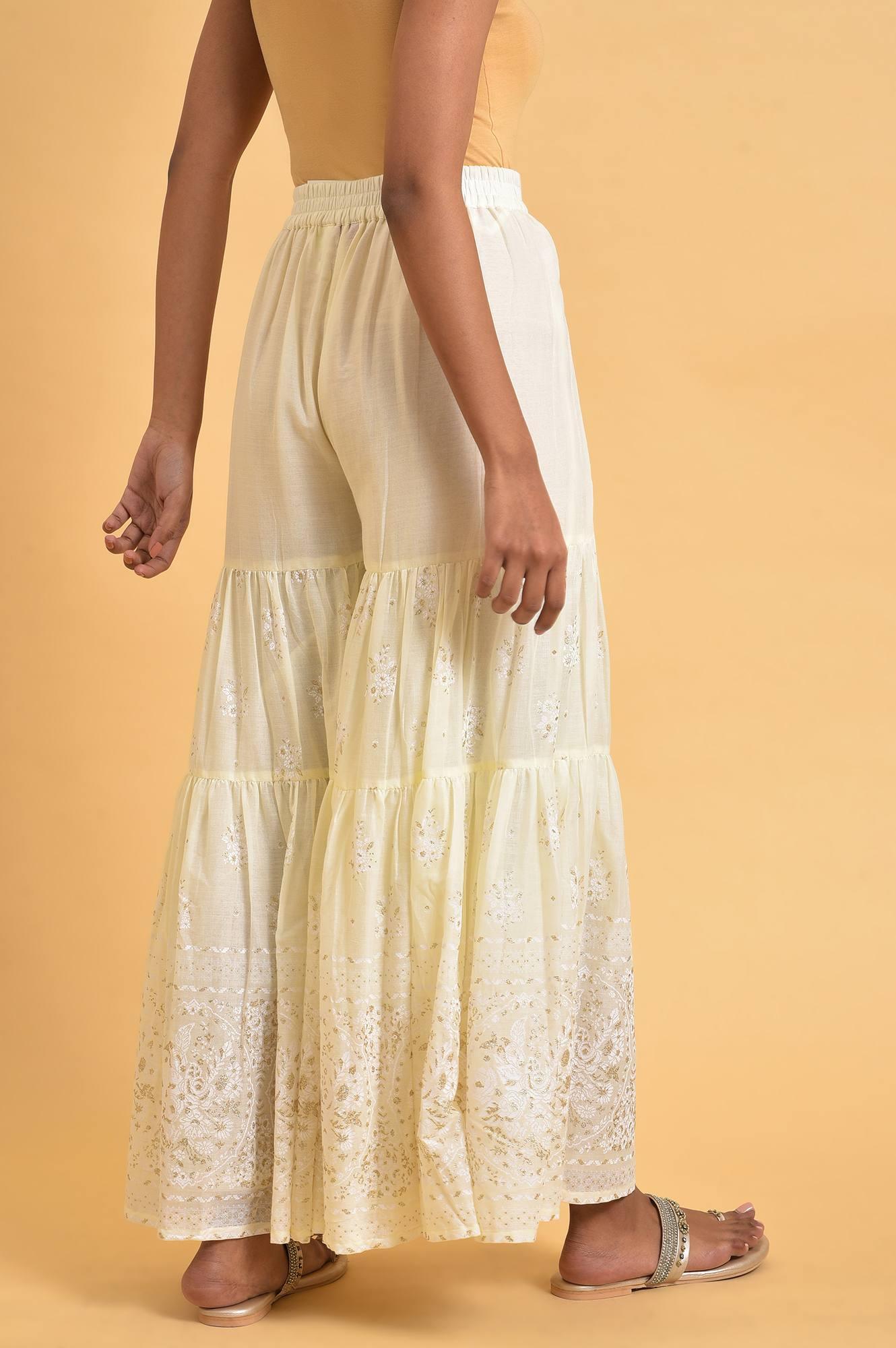 W for Woman Ecru Glitter Printed Sharara