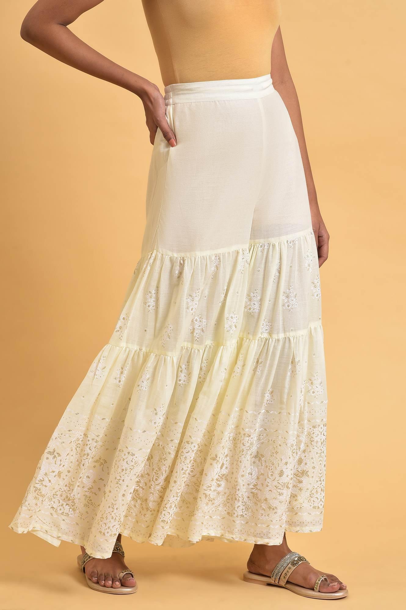 W for Woman Ecru Glitter Printed Sharara