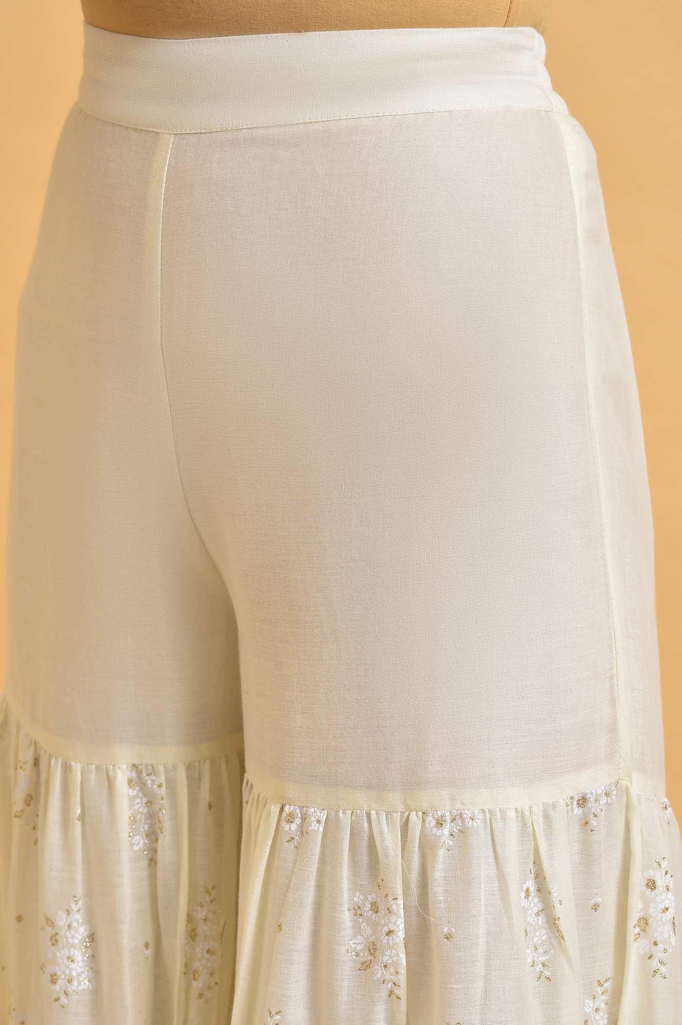W for Woman Ecru Glitter Printed Sharara