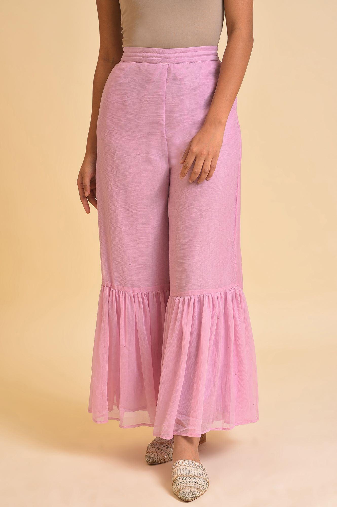 W for Woman Light Purple Solid Flared Sharara