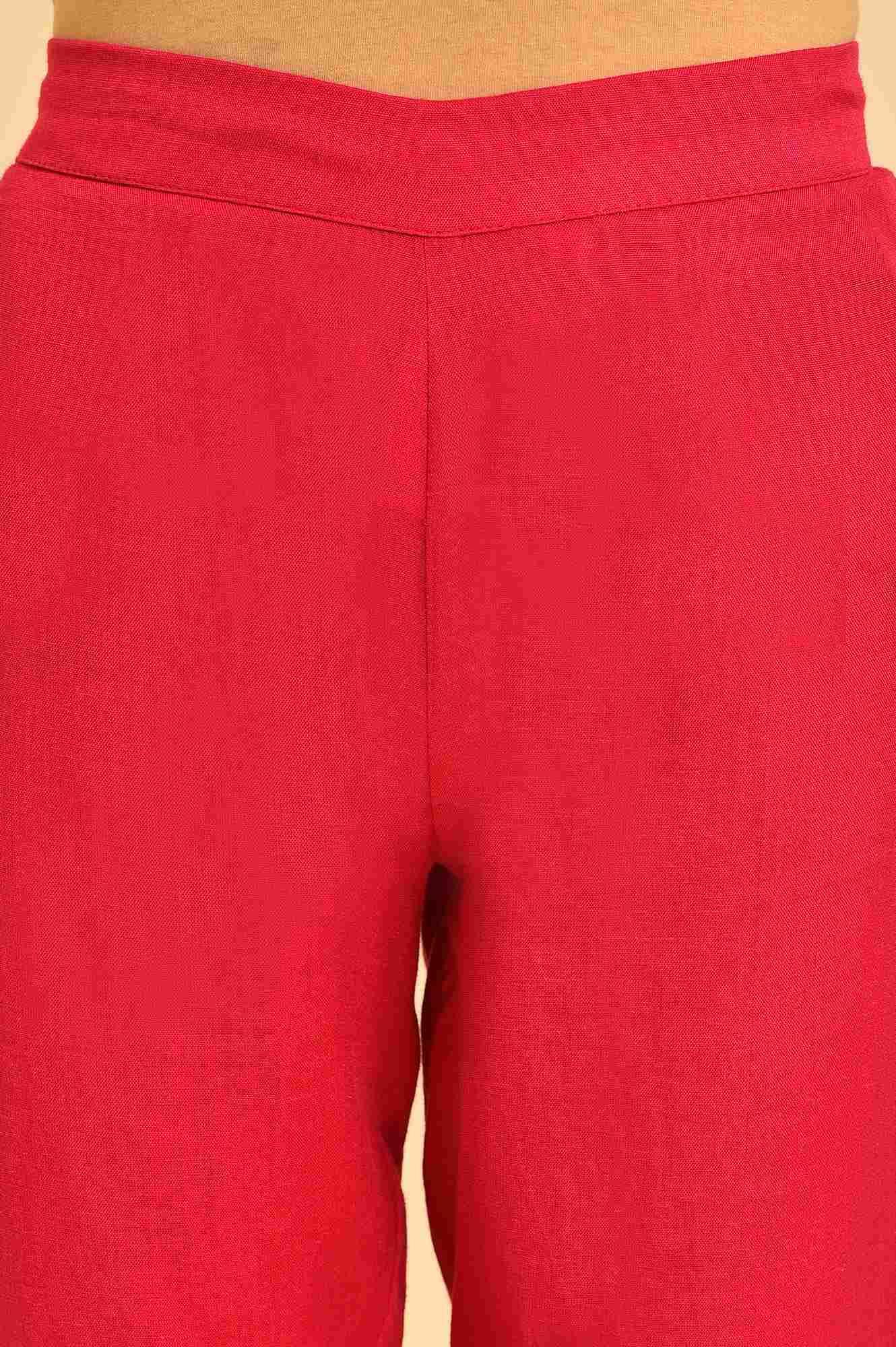 W for Woman Pink Embroidered Slim Pants